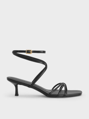 Charles & Keith - Strappy Square-Toe Kitten-Heel Sandals