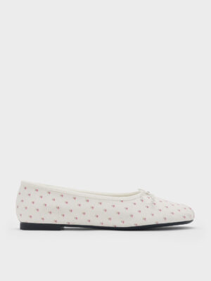 Charles & Keith - Floral-Print Bow Ballet Flats