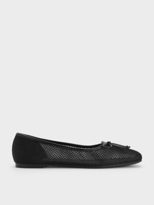 Charles & Keith - Mesh Square-Toe Bow Ballet Flats