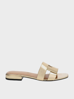 Charles & Keith - Petina Metallic Leather Slide Sandals