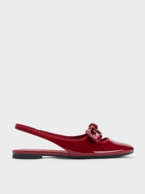 Charles & Keith - Patent Knotted-Bow Slingback Flats