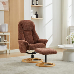 Aruba Elegant Round-Based Fabric Recliner - Copper / Free Footstool / Fabric