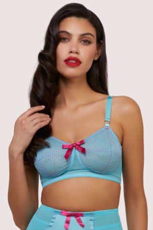 Cleo Contrast Stitch Mesh Spiral Retro Bra | UK 34DD | Bettie Page Lingerie