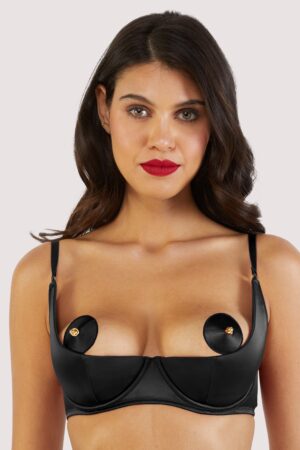 Etta Black Satin Quarter Cup Bra | UK 8 | Bettie Page Lingerie