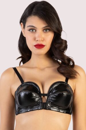 Genevieve Black Pvc Overwire Bra | UK 34E | Bettie Page Lingerie