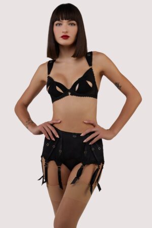 Anita Black Mesh 10 Strap Retro Fetish Suspender Belt | UK 12 | Bettie Page Lingerie