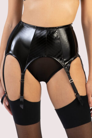 Genevieve Black Pvc Suspender Belt | UK 20 | Bettie Page Lingerie