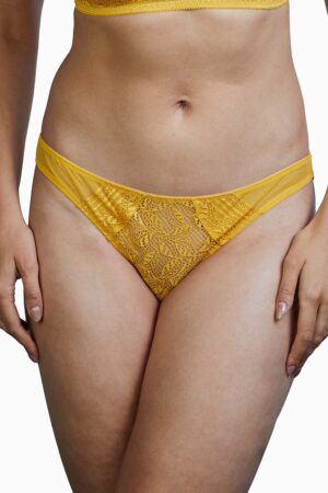 Emma Mustard Yellow Brazilian Lace Brief | UK 8 | Deja Day