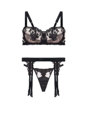 Onyx Balcony Bra, Thong & Suspender
