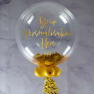 Personalised 'Prom' Feather Bubble Balloon - Gold Feathers