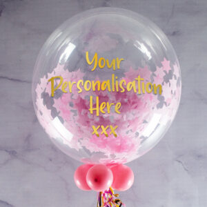 Personalised Baby Pink Stars Confetti Bubble Balloon