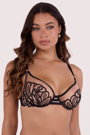 Lilith Black Graphic Embroidery Bra | UK 38E | Playful Promises
