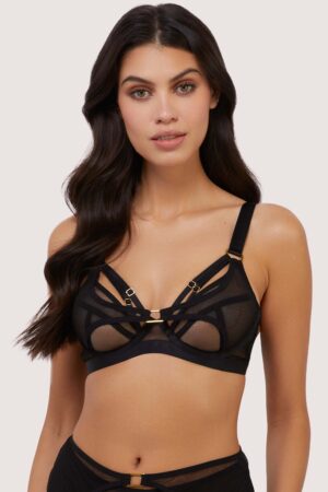 Holland Strappy Fishnet And Mesh Plunge Bra | UK 30DD | Playful Promises
