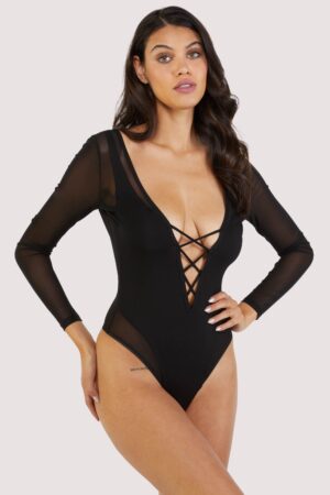 Anika Mesh And Jersey Panelled Long-Sleeve Body | UK 18 | Wolf & Whistle