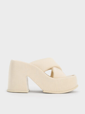 Charles & Keith - Toni Puffy-Strap Crossover Platform Mules