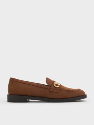 Charles & Keith - Marley Faux Suede Metallic-Accent Loafers