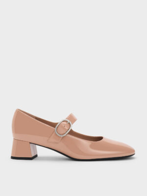 Charles & Keith - Jannie Patent Crystal-Buckle Mary Jane Pumps