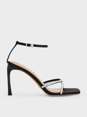 Charles & Keith - Recycled Polyester Crystal-Embellished Ankle-Strap Sandals