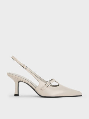 Charles & Keith - T-Bar Pointed-Toe Slingback Pumps