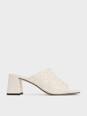 Charles & Keith - Ivette Woven Square-Toe Heeled Mules