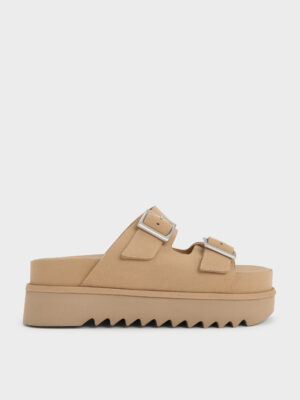 Charles & Keith - Buckled Double-Strap Flatform Sandals