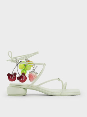 Charles & Keith - Strappy Tie-Around Sandals & Fruit Charms Set