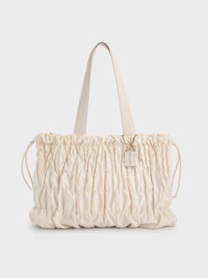 Charles & Keith - Klio Nylon Ruched Tote Bag
