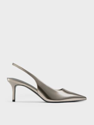 Charles & Keith - Kaia Metallic Pointed-Toe Slingback Pumps