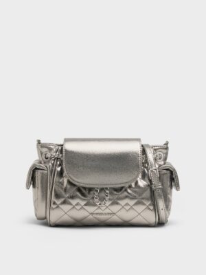 Charles & Keith - Duo Quilted Two-Way Front Flap Backpack