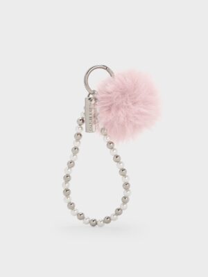 Charles & Keith - Pearl Beaded-Strap Furry Ball Charm
