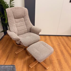 Refurbished Sardinia Chacha Oat Fabric Recliner Chair - Chacha Oat / Free Footstool / Fabric