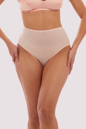 Elsie Peach Mesh Classic High Waist Brief | UK 10 | Bettie Page Lingerie