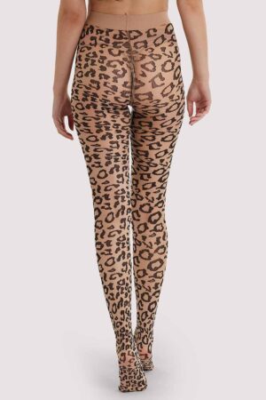 Leopard Knit Tights Light Nude/Black | UK 12-14 | Bettie Page Lingerie