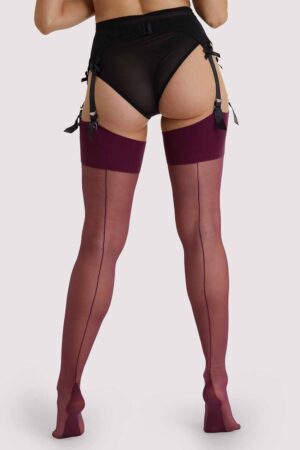 Grape Wine Seamed Stockings | UK 12-14 | Playful Promises