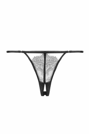 Black Lace Strappy Crotchless Thong | UK 20 | Playful Promises