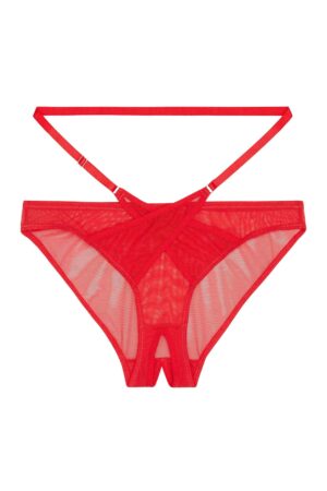 Eddie Red Crossover Wrap Crotchless Brazilian Brief | UK 24 | Playful Promises