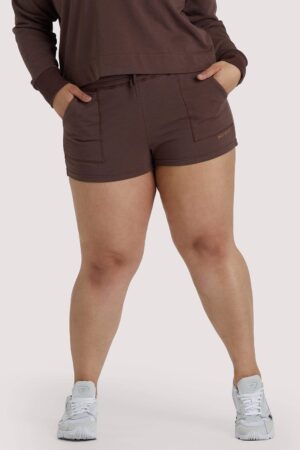 Brown Tie Waist Curve Shorts | UK UK26 | Wolf & Whistle