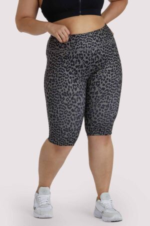 Eco Dusty Olive Leopard Curve Shorts | UK UK26 | Wolf & Whistle