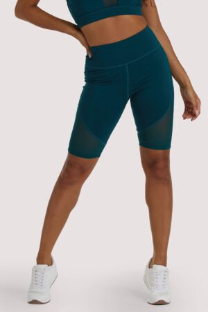 Eco Teal Mesh Panel Shorts | UK 8 | Wolf & Whistle