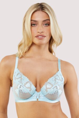 Harriet Blue Strappy Mesh With Ring Detail Bra | UK 34B | Wolf & Whistle