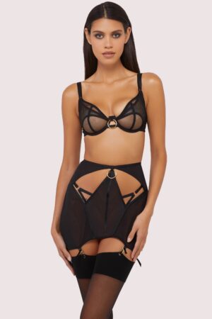 Emilia Black Mesh Double Ring Set | UK 38FF | Wolf & Whistle