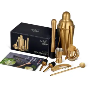 10 Piece Gold Cocktail Set - Professional Bartending Tools