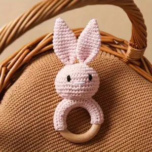 Crochet Rabbit Baby Rattle - Adorable Pink Baby Toy