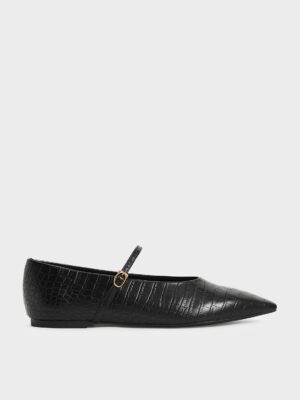 Charles & Keith - Croc-Effect Mary Jane Flats