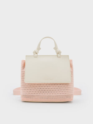 Charles & Keith - Girls' Ida Knitted Front Flap Backpack