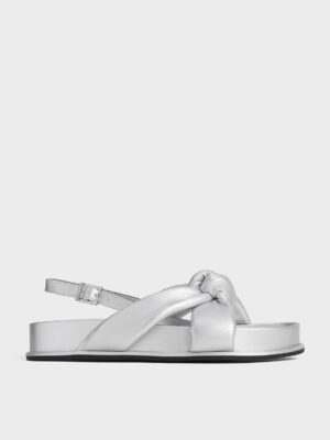 Charles & Keith - Rosetta Metallic Knotted Puffy Sandals