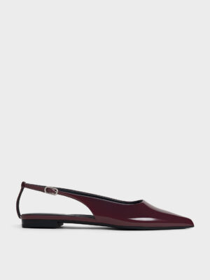 Charles & Keith - Patent Cut-Out Pointed-Toe Slingback Flats