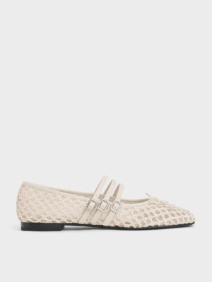 Charles & Keith - Woven Triple-Strap Mary Janes