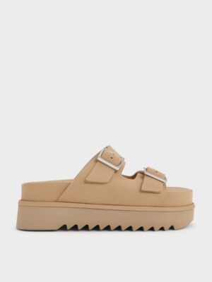 Charles & Keith - Buckled Double-Strap Flatform Sandals