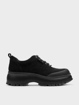 Charles & Keith - Darra Faux Suede Ridged-Sole Platform Sneakers